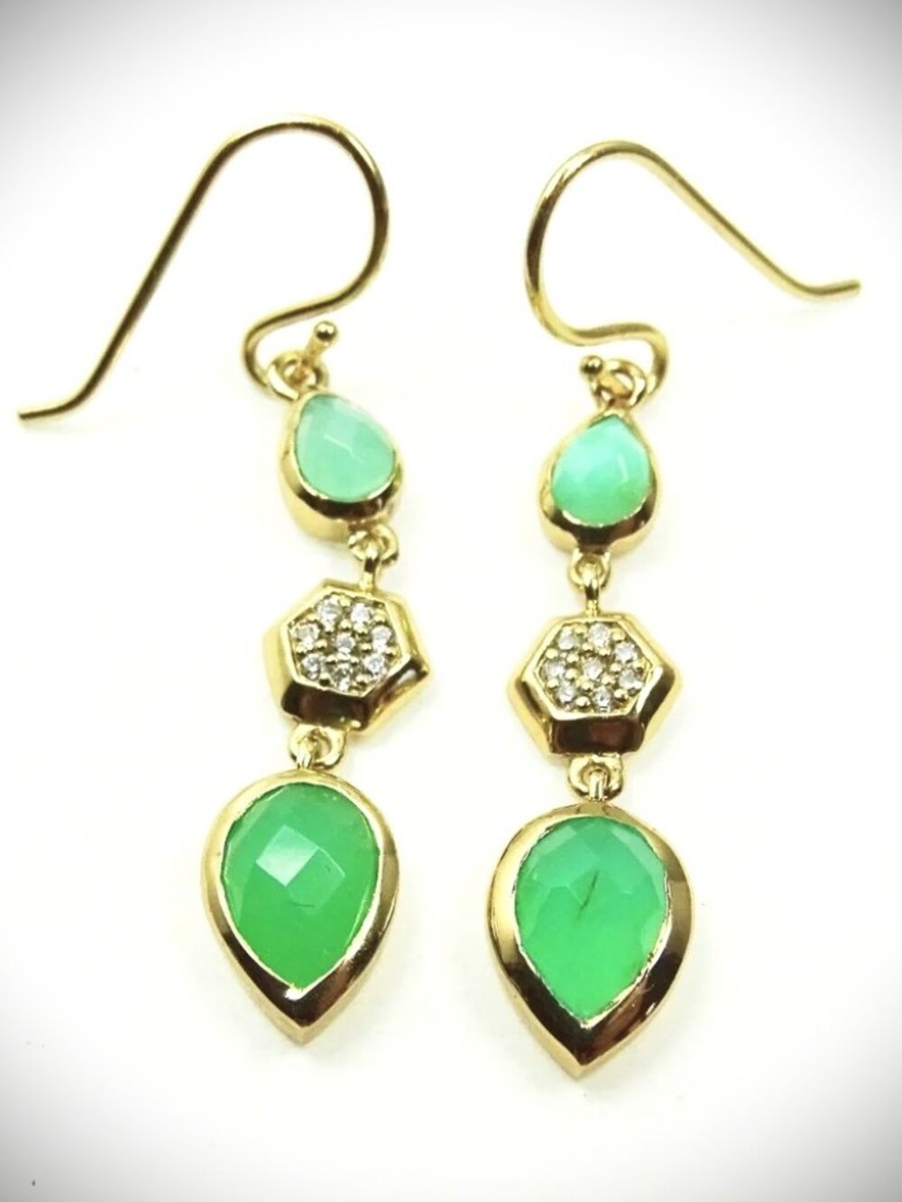 MELINDA MARIA Gold Chrysoprase CZ Drop Earrings